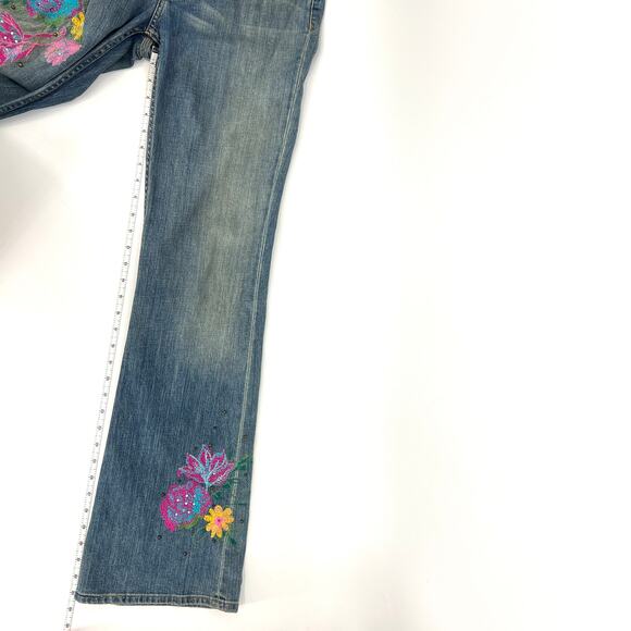 ALLEN B. by Allen Schwartz Floral Embroidered Mod Jeans Size 29 - Picture 6 of 10